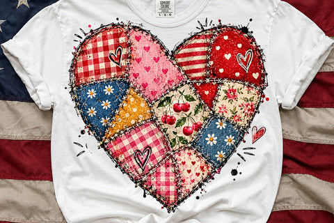 Patchwork Heart Sublimation PNG Design SVG DesignDestine 