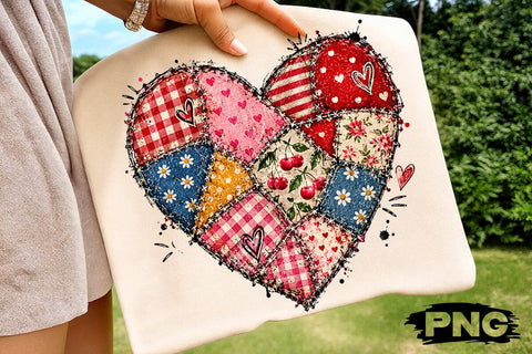 Patchwork Heart Sublimation PNG Design SVG DesignDestine 