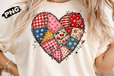 Patchwork Heart Sublimation PNG Design SVG DesignDestine 