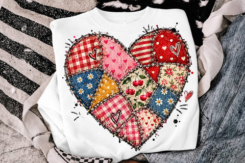 Patchwork Heart Sublimation PNG Design SVG DesignDestine 