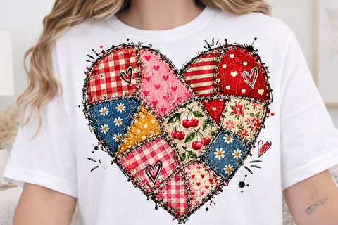 Patchwork Heart Sublimation PNG Design SVG DesignDestine 