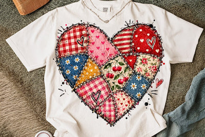 Patchwork Heart Sublimation PNG Design SVG DesignDestine 