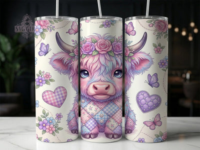 Patchwork Highland Cow 20oz Tumbler, Patchwork Highland Cow, Highland Cow Patchwork, Patchwork Cow, Highland Cow Tumbler, 20oz Tumbler, Cow Tumbler, Tumbler Wrap Sublimation SvggirlplusArt 