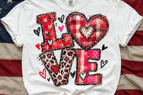 Patchwork Love Valentine Sublimation PNG SVG DesignDestine 