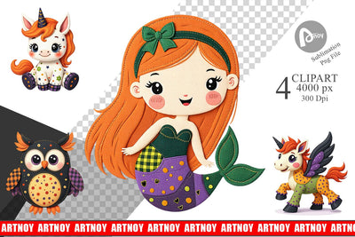 Patchwork Magical Creatures Clipart Sublimation artnoy 