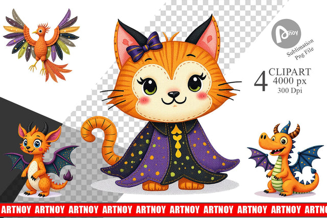 Patchwork Magical Creatures Clipart Sublimation artnoy 