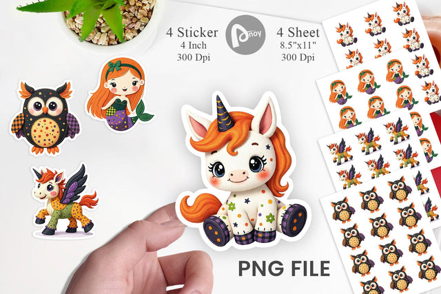 Patchwork Magical Creatures Sticker Sublimation artnoy 