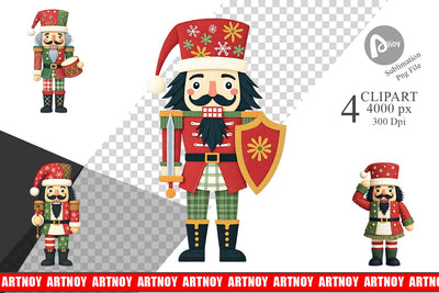 Patchwork Nutcracker Clipart Sublimation artnoy 