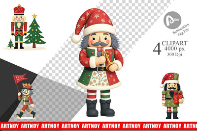 Patchwork Nutcracker Clipart Sublimation artnoy 