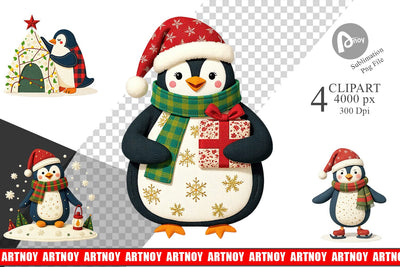 Patchwork Penguin Clipart Sublimation artnoy 