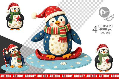 Patchwork Penguin Clipart Sublimation artnoy 