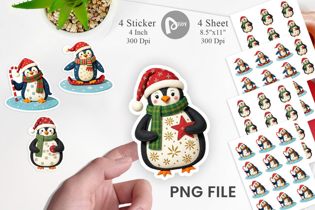 Patchwork Penguin Sticker Sublimation artnoy 