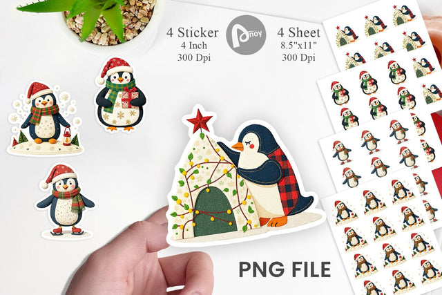 Patchwork Penguin Sticker Sublimation artnoy 