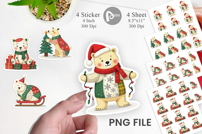 Patchwork Polar Bear Sticker Sublimation artnoy 