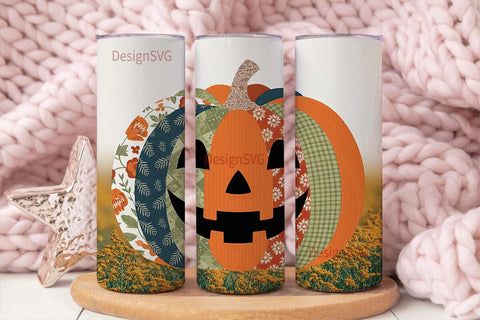 Patchwork Pumpkin 20oz Tumbler Wrap Sublimation DesignSVG 
