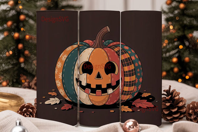 Patchwork Pumpkin 20oz Tumbler Wrap Sublimation DesignSVG 