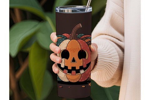 Patchwork Pumpkin 20oz Tumbler Wrap Sublimation DesignSVG 