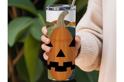 Patchwork Pumpkin 20oz Tumbler Wrap Sublimation DesignSVG 