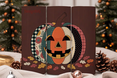 Patchwork Pumpkin 20oz Tumbler Wrap Sublimation DesignSVG 