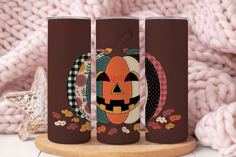 Patchwork Pumpkin 20oz Tumbler Wrap Sublimation DesignSVG 