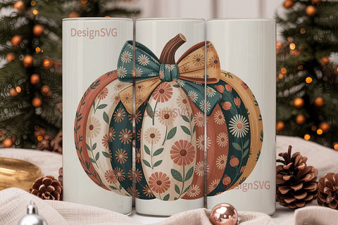 Patchwork Pumpkin 20oz Tumbler Wrap Sublimation DesignSVG 