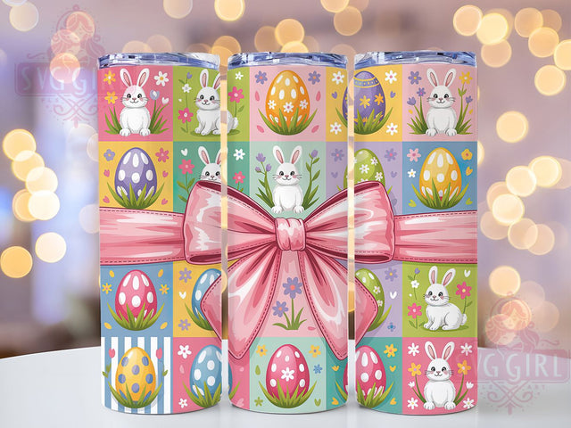 Patchwork Quilt Easter Bunny Tumbler, Easter Quilt Tumbler, Cute Bunny Wrap, Spring Patchwork Wrap, Festive Easter Wrap, Sublimation Design, Trendy Gift Idea Sublimation SvggirlplusArt 