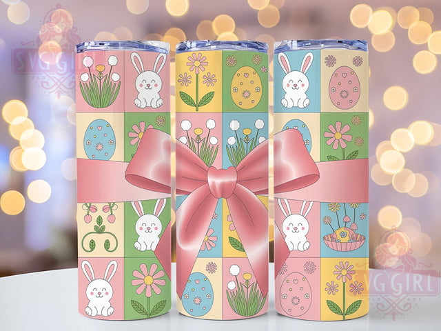 Patchwork Quilt Easter Bunny Tumbler, Easter Quilt Tumbler, Cute Bunny Wrap, Spring Patchwork Wrap, Festive Easter Wrap, Sublimation Design, Trendy Gift Idea Sublimation SvggirlplusArt 