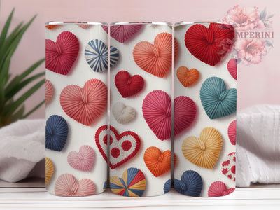 Patchwork Quilted Heart Tumbler, Seamless Fabric, Valentine Theme, Cute Pattern, Romantic Style, Quilted Design, 20Oz Tumbler, Sublimation Wrap Sublimation Li Zamperini 