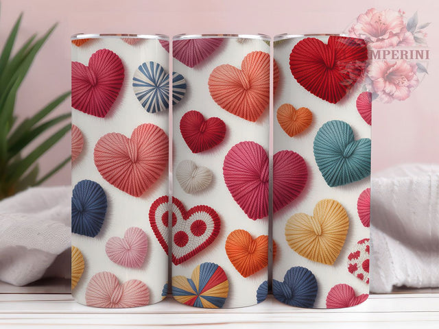Patchwork Quilted Heart Tumbler, Seamless Fabric, Valentine Theme, Cute Pattern, Romantic Style, Quilted Design, 20Oz Tumbler, Sublimation Wrap Sublimation Li Zamperini 