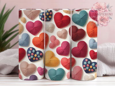 Patchwork Quilted Heart Tumbler, Seamless Fabric, Valentine Theme, Cute Pattern, Romantic Style, Quilted Design, 20Oz Tumbler, Sublimation Wrap Sublimation Li Zamperini 