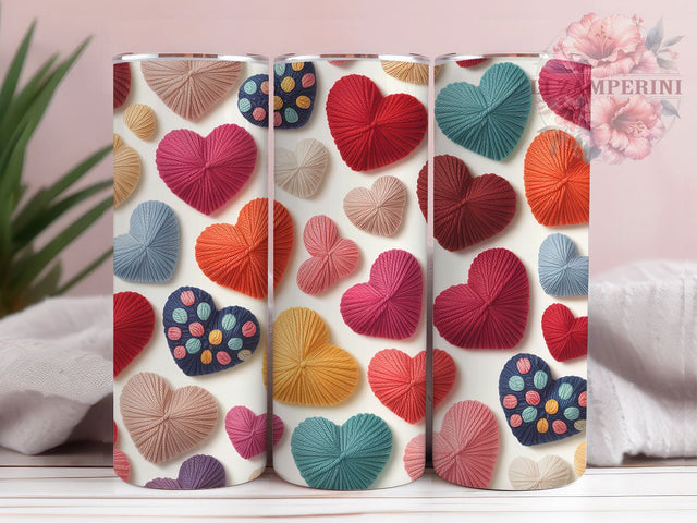 Patchwork Quilted Heart Tumbler, Seamless Fabric, Valentine Theme, Cute Pattern, Romantic Style, Quilted Design, 20Oz Tumbler, Sublimation Wrap Sublimation Li Zamperini 