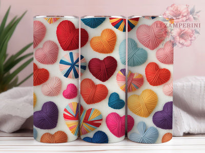 Patchwork Quilted Heart Tumbler, Seamless Fabric, Valentine Theme, Cute Pattern, Romantic Style, Quilted Design, 20Oz Tumbler, Sublimation Wrap Sublimation Li Zamperini 