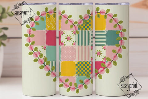 Patchwork Roses 20oz Tumbler Wrap Sublimation sassyprint 