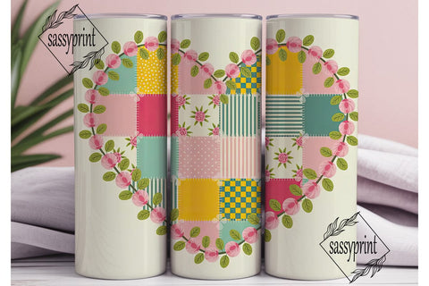 Patchwork Roses 20oz Tumbler Wrap Sublimation sassyprint 