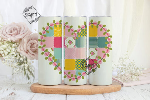 Patchwork Roses 20oz Tumbler Wrap Sublimation sassyprint 