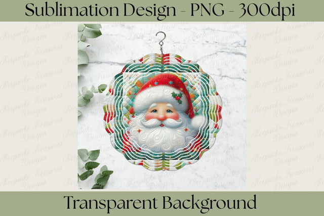 Patchwork Santa Christmas Wind Spinner Sublimation PNG Digital Download Sublimation Keepsake Treasures Designs LLC. 