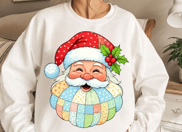 Patchwork Santa Claus Png, Christmas Png Santa Claus Png, Santa Claus Png, Retro Christmas Png, Merry Christmas, Christmas Png, Preppy Png Sublimation BB Type Studios 