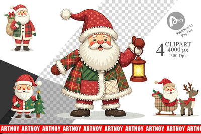 Patchwork Santa Clipart Sublimation artnoy 