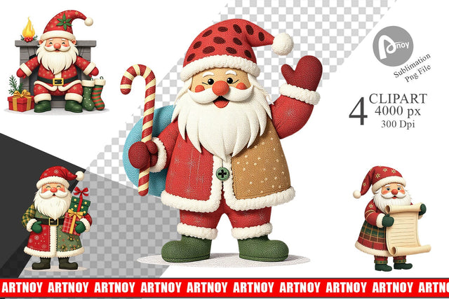 Patchwork Santa Clipart Sublimation artnoy 