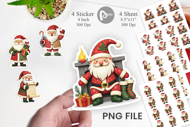 Patchwork Santa Sticker Sublimation artnoy 