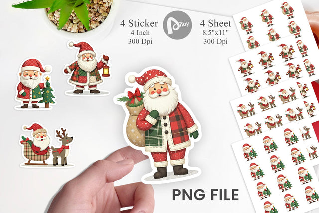 Patchwork Santa Sticker Sublimation artnoy 
