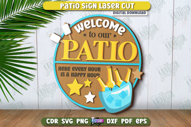 Patio Sign Laser Cut | Round Wall Signs | Porch Sign | CNC File SVG The T Store Design 