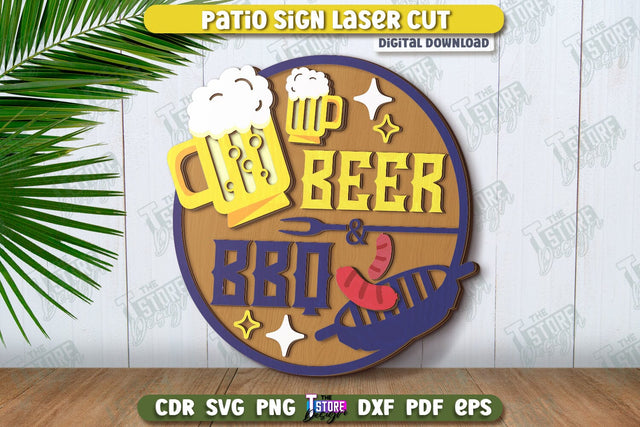 Patio Sign Laser Cut | Round Wall Signs | Porch Sign | CNC File SVG The T Store Design 