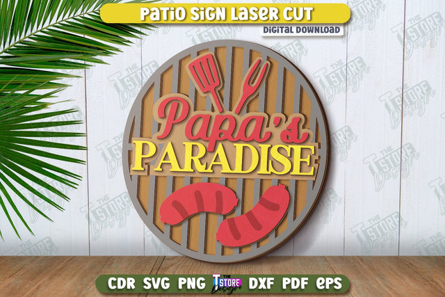 Patio Sign Laser Cut | Round Wall Signs | Porch Sign | CNC File SVG The T Store Design 