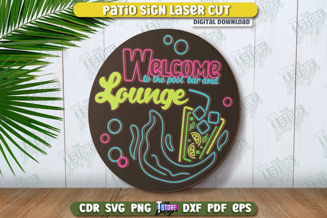 Patio Sign Laser Cut | Round Wall Signs | Porch Sign | CNC File SVG The T Store Design 