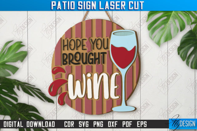 Patio Sign Laser Cut | Round Wall Signs | Porch Sign | Summer Design | CNC File SVG Fly Design 