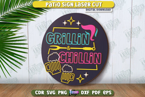 Patio Signs Laser Cut Bundle | Round Wall Signs | Porch Sign | CNC Files SVG The T Store Design 