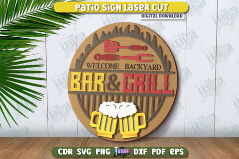 Patio Signs Laser Cut Bundle | Round Wall Signs | Porch Sign | CNC Files SVG The T Store Design 
