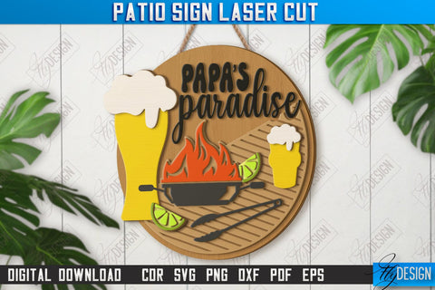 Patio Signs Laser Cut Bundle | Round Wall Signs | Porch Signs | Summer Design | CNC Files SVG Fly Design 