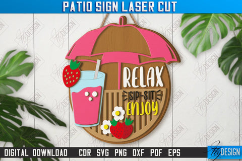 Patio Signs Laser Cut Bundle | Round Wall Signs | Porch Signs | Summer Design | CNC Files SVG Fly Design 